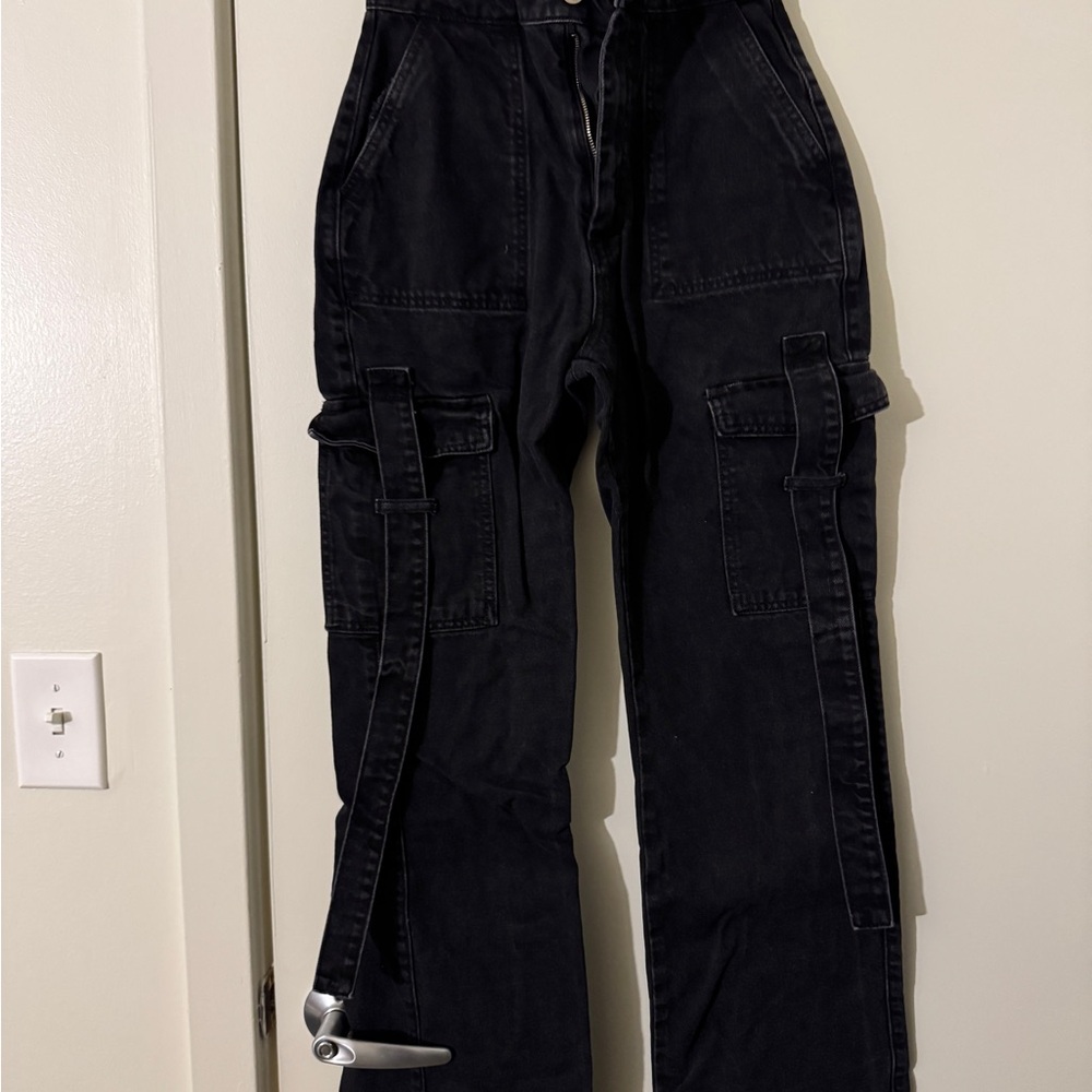 LuxeToKill Black Cargo Pants with Tassel